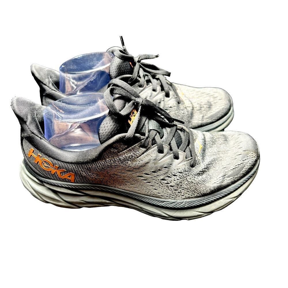 HOKA Clifton 8 Running Shoes Women’s 9.5 Gray Copper Gold Athletic Sneakers - Picture 2 of 14